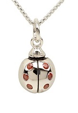 remarkable tiny ladybug red cz babt necklace